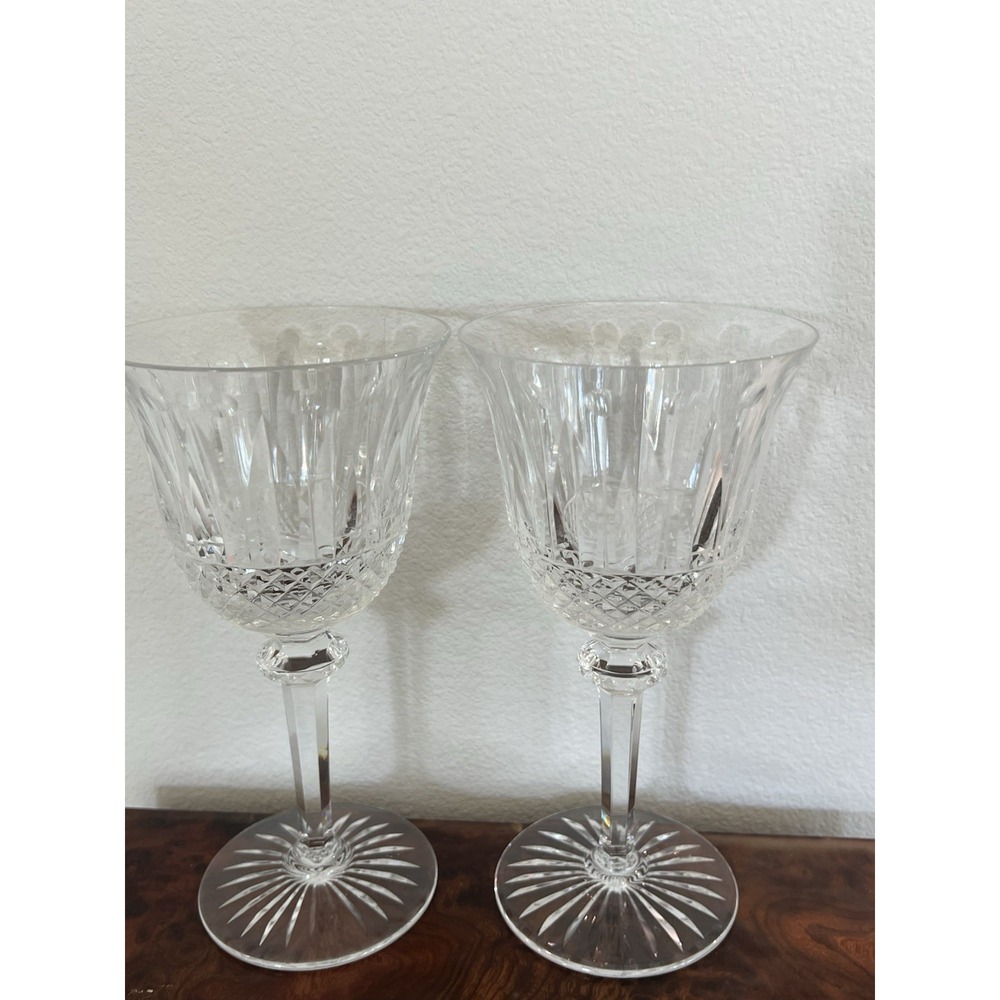 Saint-Louis Tommy Crystal Wine Glasses Set of 2 6.5" Hand Cut France